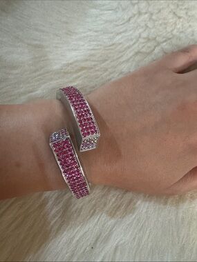 Pink Crystal Open Cuff Bracelet - Women's Jewelry